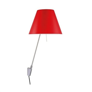 Luceplan Costanzina Wall Lamp Aluminum M. Red Shade