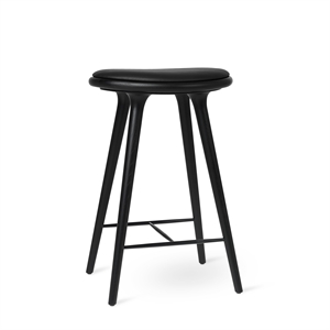 Mater High Stool Bar Stool Black Oak/Ultra Black Leather 69 cm