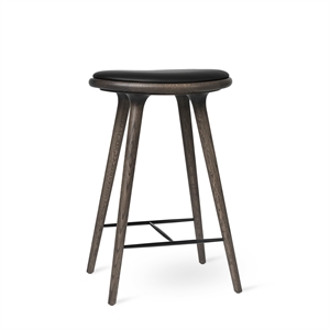 Mater High Stool Bar Stool Sirka Gray Oak/Ultra Black Leather 69 cm