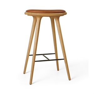 Mater High Stool Bar Stool Oiled Oak/ Walnut Leather 74 cm