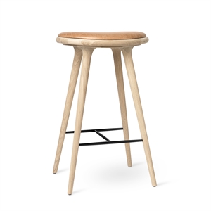 Mater High Stool Bar Stool Soap Treated Oak/ Sand Leather 74 cm
