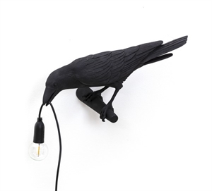 Seletti Bird Looking Left Wall Lamp Black Outdoor