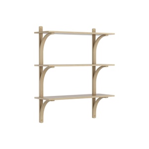 Swedese Levi Shelf 90 cm 3 Shelves Brass/ Natural Lacquer Oak