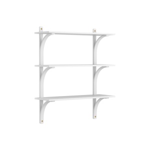 Swedese Levi Shelf 90 cm 3 Shelves Brass/ White Lacquered Ash