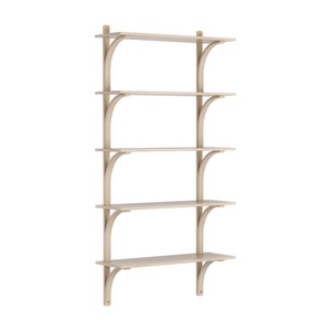 Swedese Levi Shelf 90 cm 5 Shelves Brass/ White Pigmented Lacquered Oak