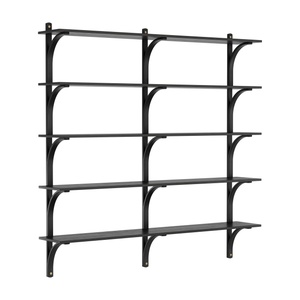 Swedese Levi Shelf 180 cm 5 Shelves Brass/ Black Stained Ash
