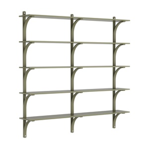 Swedese Levi Shelf 180 cm 5 Shelves Aluminum/Moss Green/Ash