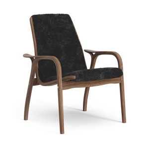 Swedese Laminate Armchair Lacquered Walnut/ Black/Sheepskin