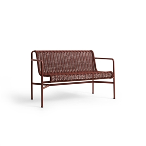 HAY Palissade Cord Dining Bench With Armrests Iron Red