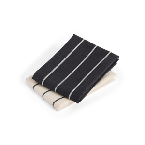 HAY Outdoor Market Tea Towel Set of 2 Black/ Beige
