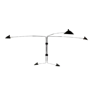 Serge Mouille 5 Rotating Straight Arms Wall Lamp Black
