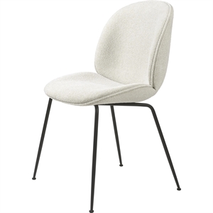GUBI Beetle Dining Chair Upholstered Conic Base Matt Black/Light Bouclé 001
