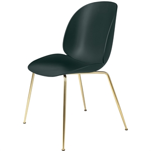 GUBI Beetle Dining Chair Conic Base Brass Semi Matt/Dark Green