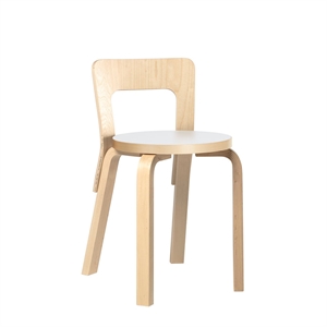 artek 65 Dining Chair White Laminated Birch