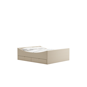 Rye Sleep Curved Bed Frame With 2 Drawers 180x200 Light Beige