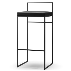Department Bar Stool With Backrest 90 cm Black/ Black Leather