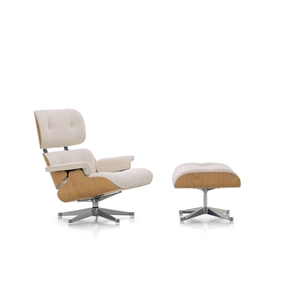 Vitra Eames Armchair With Ottoman Chestnut/01 Ivory/Pearl/ Aluminum