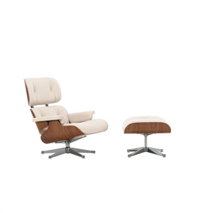 Vitra Eames Armchair With Ottoman Natural Walnut/72 Snow/ Aluminum
