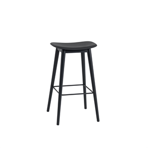Muuto Fiber Bar Stool w. Wood Base Black/ Black H76 cm