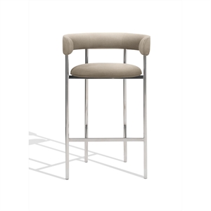 Furniture Copenhagen Font Bar Stool with Armrests 75 cm Hallingdal 65 200/Polished Steel Frame
