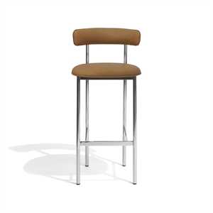 Furniture Copenhagen Font Bar Stool 75 cm Dunes Cognac Leather/Polished Steel Frame