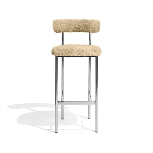 Furniture Copenhagen Font Bar Stool 65 cm Sheepskin Honey/Polished Steel Frame