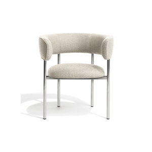 Furniture Copenhagen Font Dining Chair with Armrests Beige Boucle Elle 0200/Polished Steel Frame