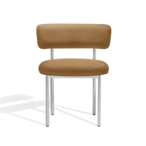 Furniture Copenhagen Font Dining Chair Dunes Cognac Leather/Polished Steel Frame
