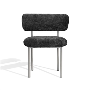 Furniture Copenhagen Font Dining Chair Sheepskin Gray/Polished Steel Frame