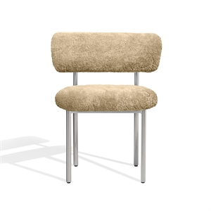 Furniture Copenhagen Font Dining Chair Sheepskin Honey/Polished Steel Frame