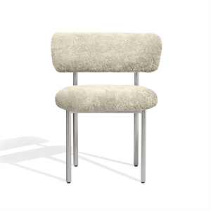 Furniture Copenhagen Font Dining Chair Sheepskin Oyster/Polished Steel Frame
