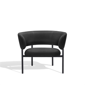 Furniture Copenhagen Font Armchair with Armrests Dunes Anthrazite Leather/ Black Frame