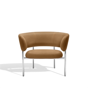 Furniture Copenhagen Font Armchair with Armrests Dunes Cognac Leather/Polished Steel Frame
