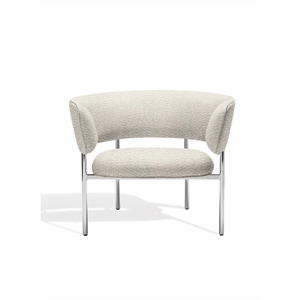 Furniture Copenhagen Font Armchair with Armrests Beige Boucle Elle 0200/Polished Steel Frame