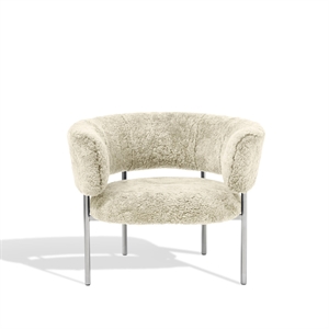 Furniture Copenhagen Font Armchair with Armrests Sheepskin Oyster/Polished Steel Frame