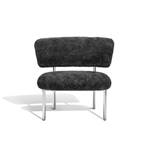 Furniture Copenhagen Font Armchair Sheepskin Gray/Polished Steel Frame