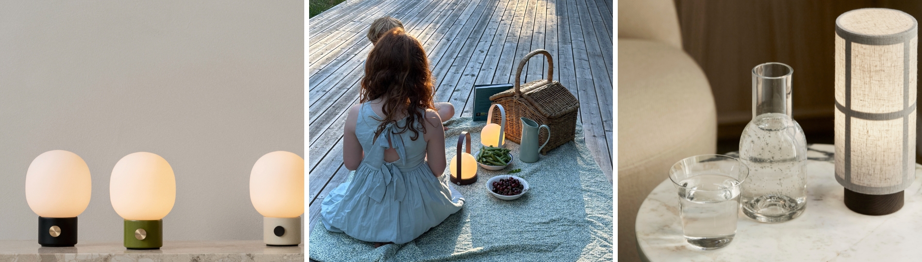 Bring the light outdoors with Audo Copenhagen's portable lamps