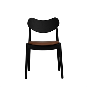 Ro Collection Hybrid Dining Chair Upholstered Seat Black Lacquered Oak/Calvados Leather