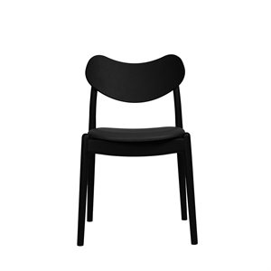 Ro Collection Hybrid Dining Chair Upholstered Seat Black Lacquered Oak/Dark Brown Leather
