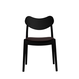 Ro Collection Hybrid Dining Chair Upholstered Seat Black Lacquered Oak/ Black Leather