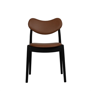 Ro Collection Hybrid Dining Chair Upholstered Black Lacquered Beech/Calvados Leather
