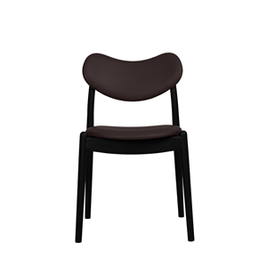 Ro Collection Hybrid Dining Chair Upholstered Black Lacquered Oak/Dark Brown Leather