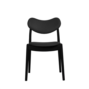 Ro Collection Hybrid Dining Chair Upholstered Black Lacquered Oak/ Black Leather