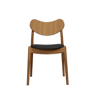 Ro Collection Hybrid Dining Chair Upholstered Seat Oiled Oak/ Black Leather