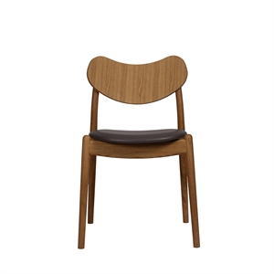 Ro Collection Hybrid Dining Chair Upholstered Seat Oiled Oak/Dark Brown Leather