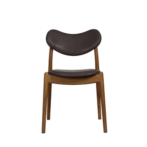 Ro Collection Hybrid Dining Chair Upholstered Oiled Oak/Dark Brown Leather