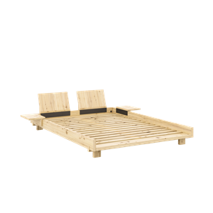 Karup Design Social Bed Frame With 2 Backrests & Side Table 140x200 Clear Lacquered