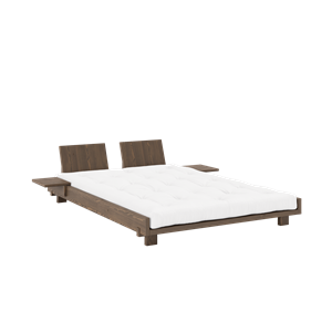 Karup Social Bed Frame With 2 Backrests & Side Table 140x200 Carob Brown
