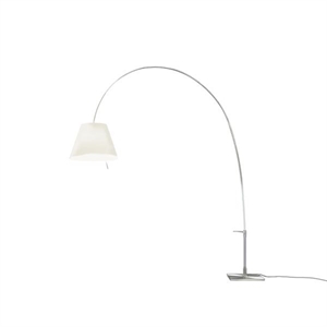 Luceplan Lady Costanza Floor Lamp Alu Pipe, White Shade w. Dimmer