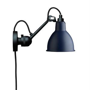Lampe Gras N304 Wall Lamp Mat Black & Mat Blue w. Cord